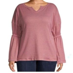 Baea Flare Sleeve Blouse Top Blush Pink M